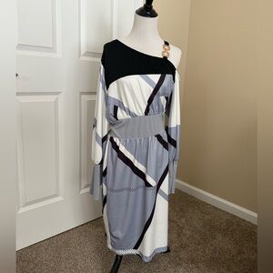 Vintage Black and Gray Geometric Dress NWOT